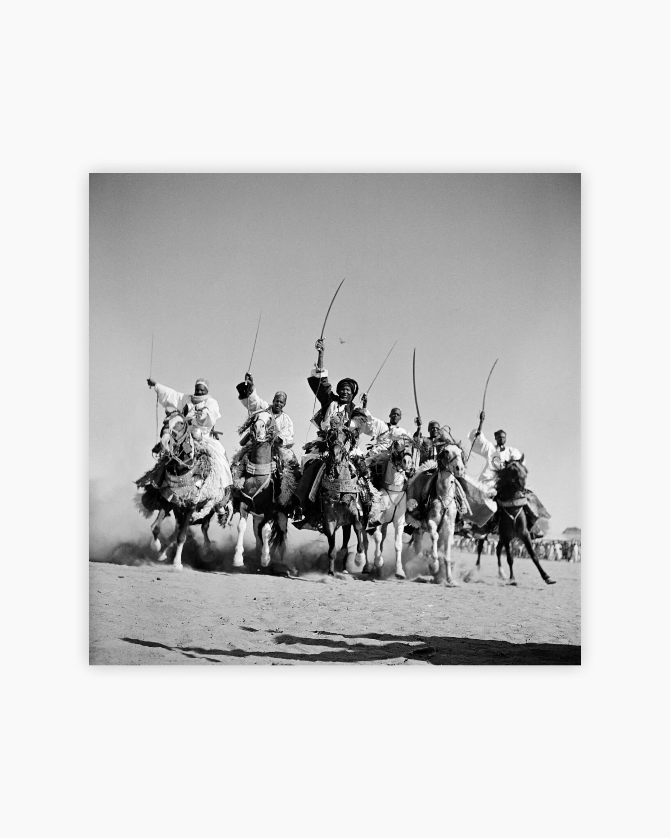 Fine Print: Hausa chieftains demonstrate their superb horsemanship in a "Fantasia". Chad, 1941